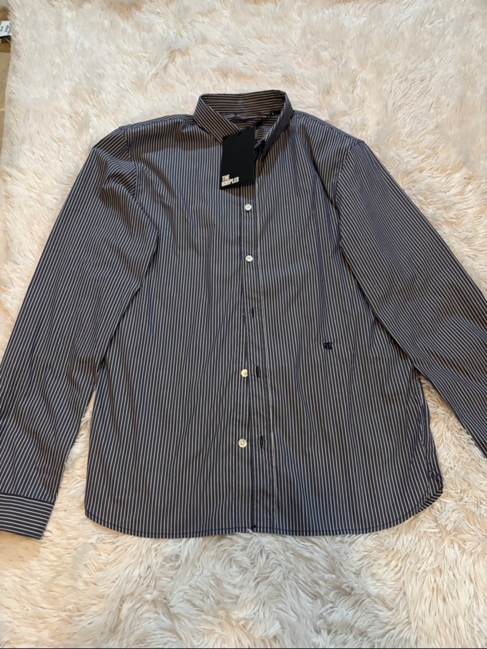 The Kooples Navy and White Pinstripe Button-Down Shirt - Picture 3 of 8